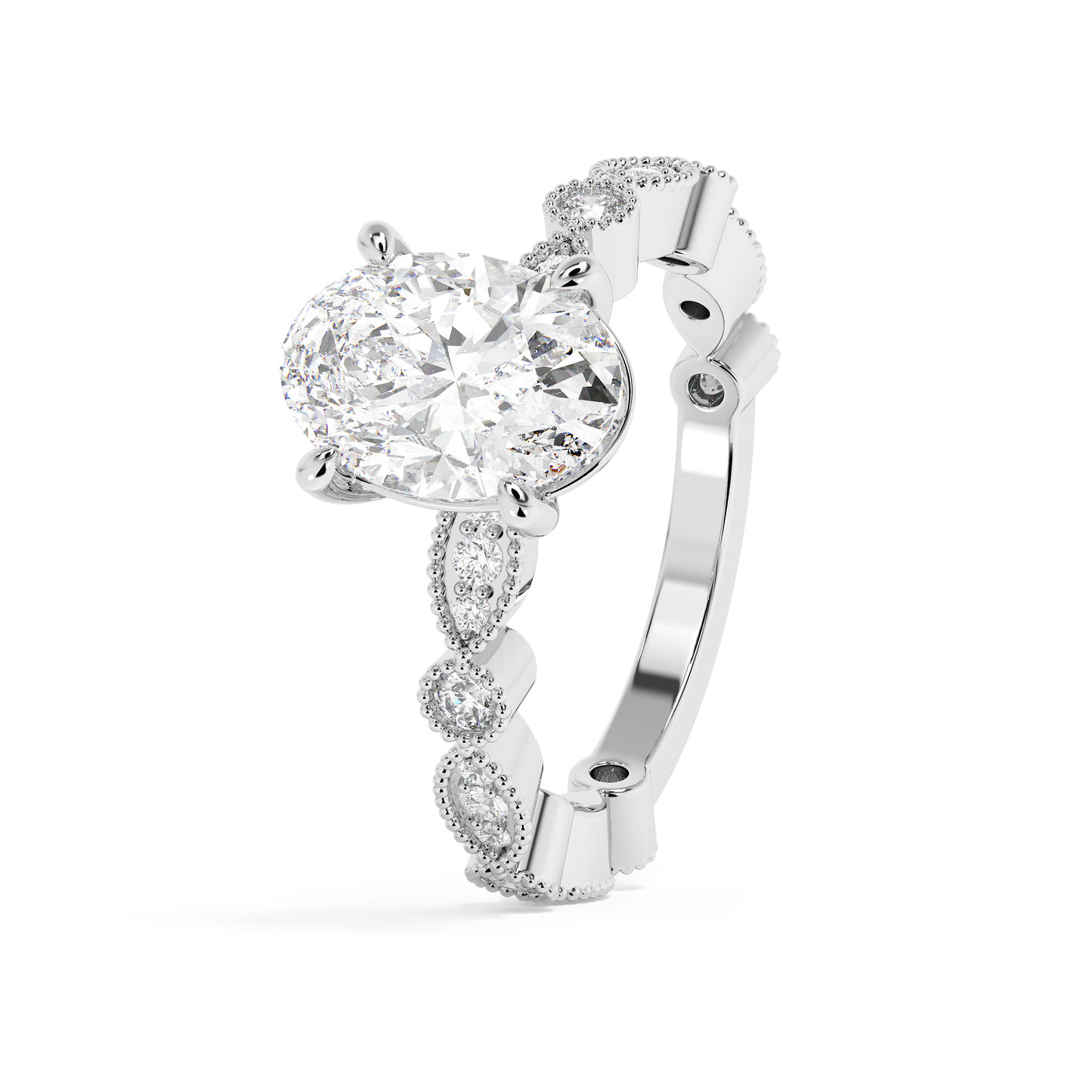Emerald Solitaire Lab Grown Diamond Engagement Ring