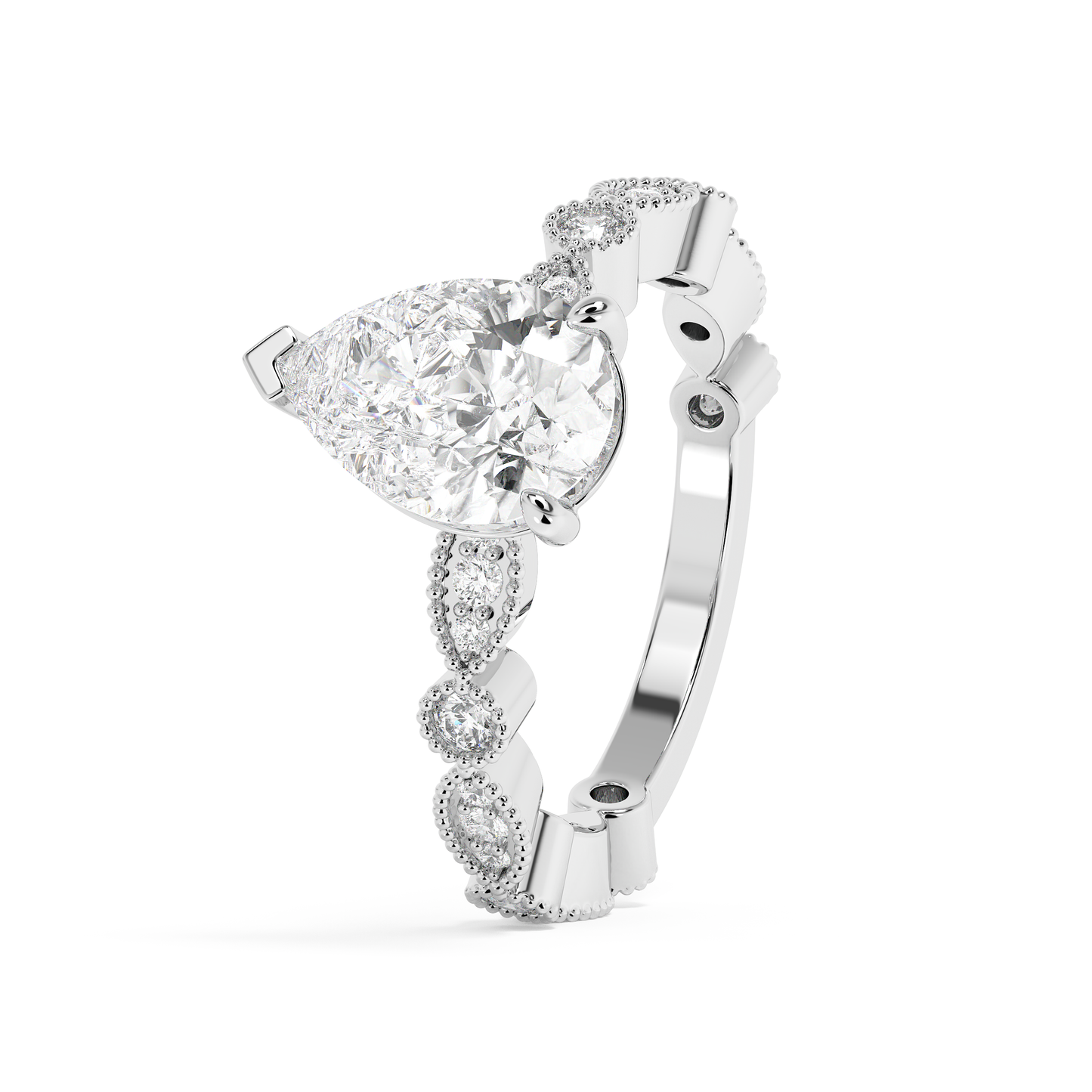 Emerald Solitaire Lab Grown Diamond Engagement Ring