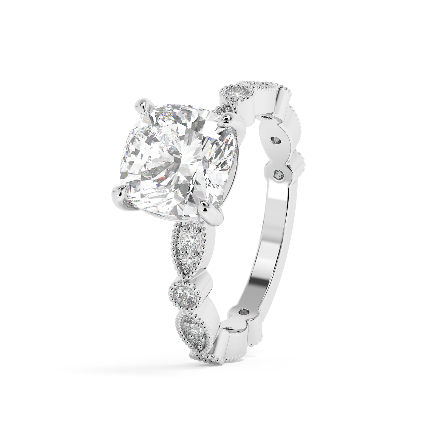 Emerald Solitaire Lab Grown Diamond Engagement Ring