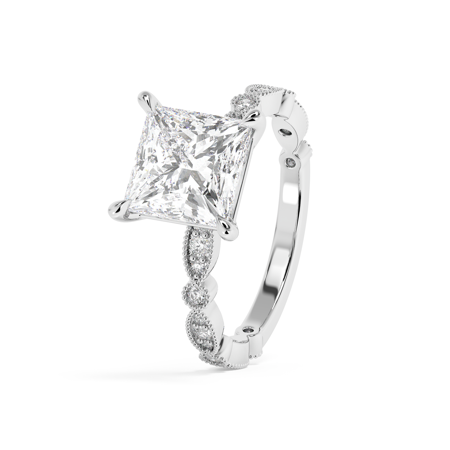 Emerald Solitaire Lab Grown Diamond Engagement Ring