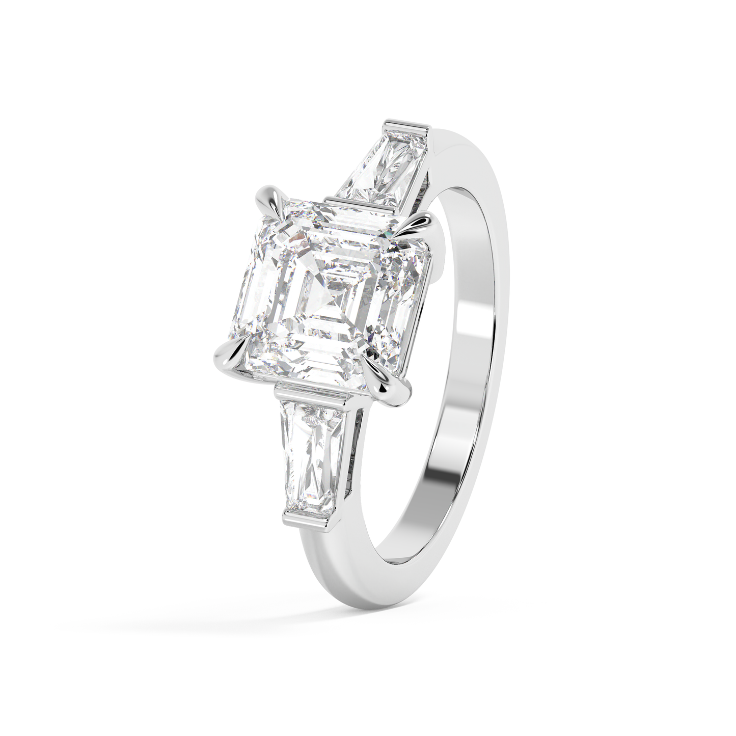 Emerald Solitaire Lab Grown Diamond Engagement Ring