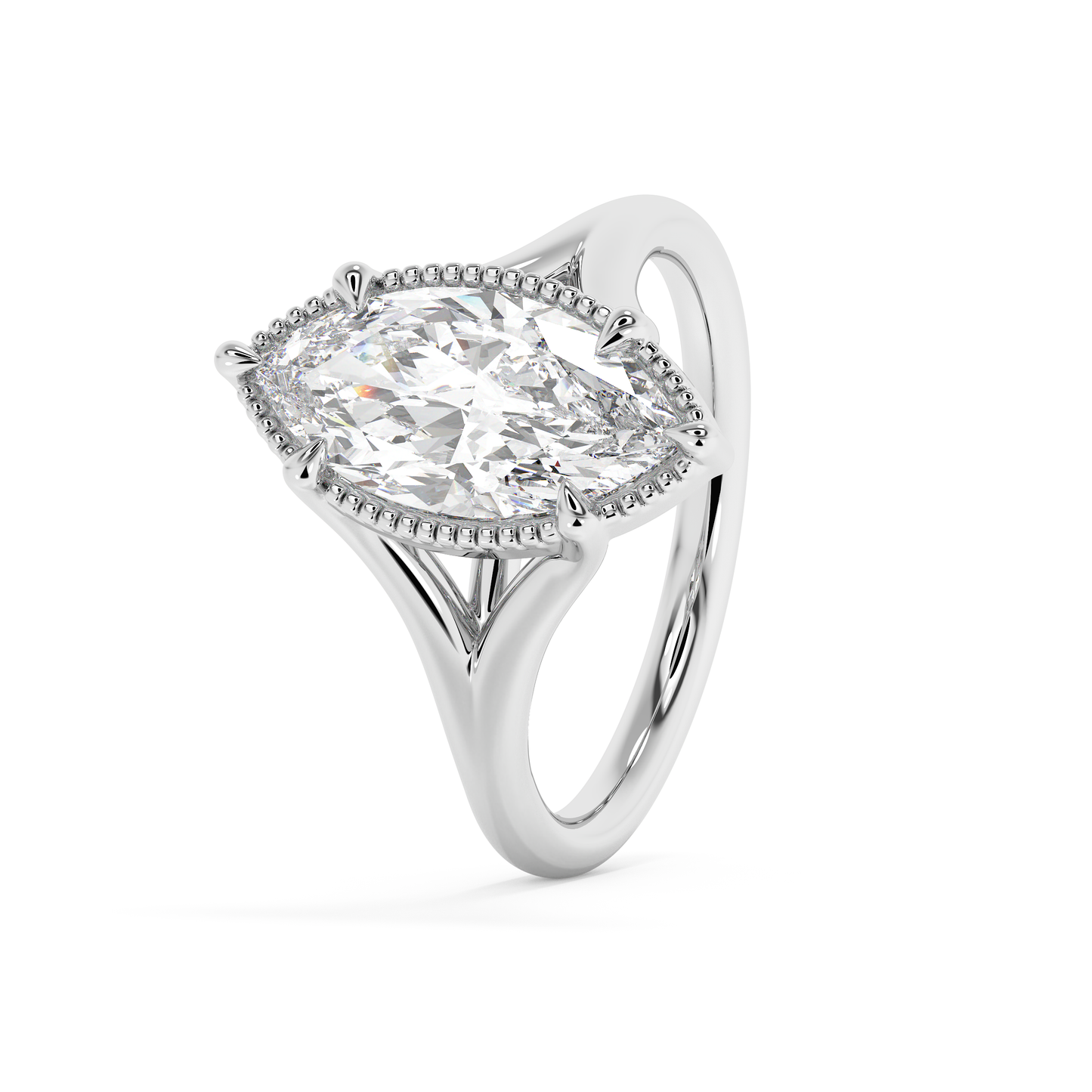 Emerald Solitaire Lab Grown Diamond Engagement Ring