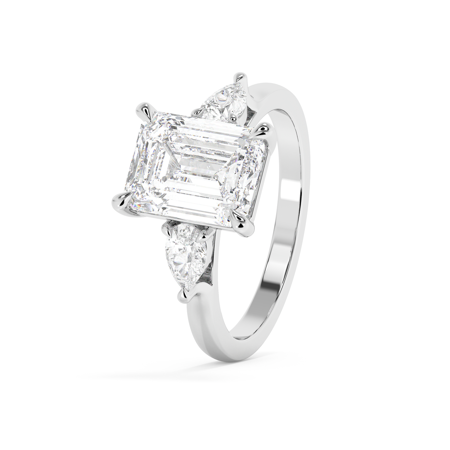 Emerald Solitaire Lab Grown Diamond Engagement Ring