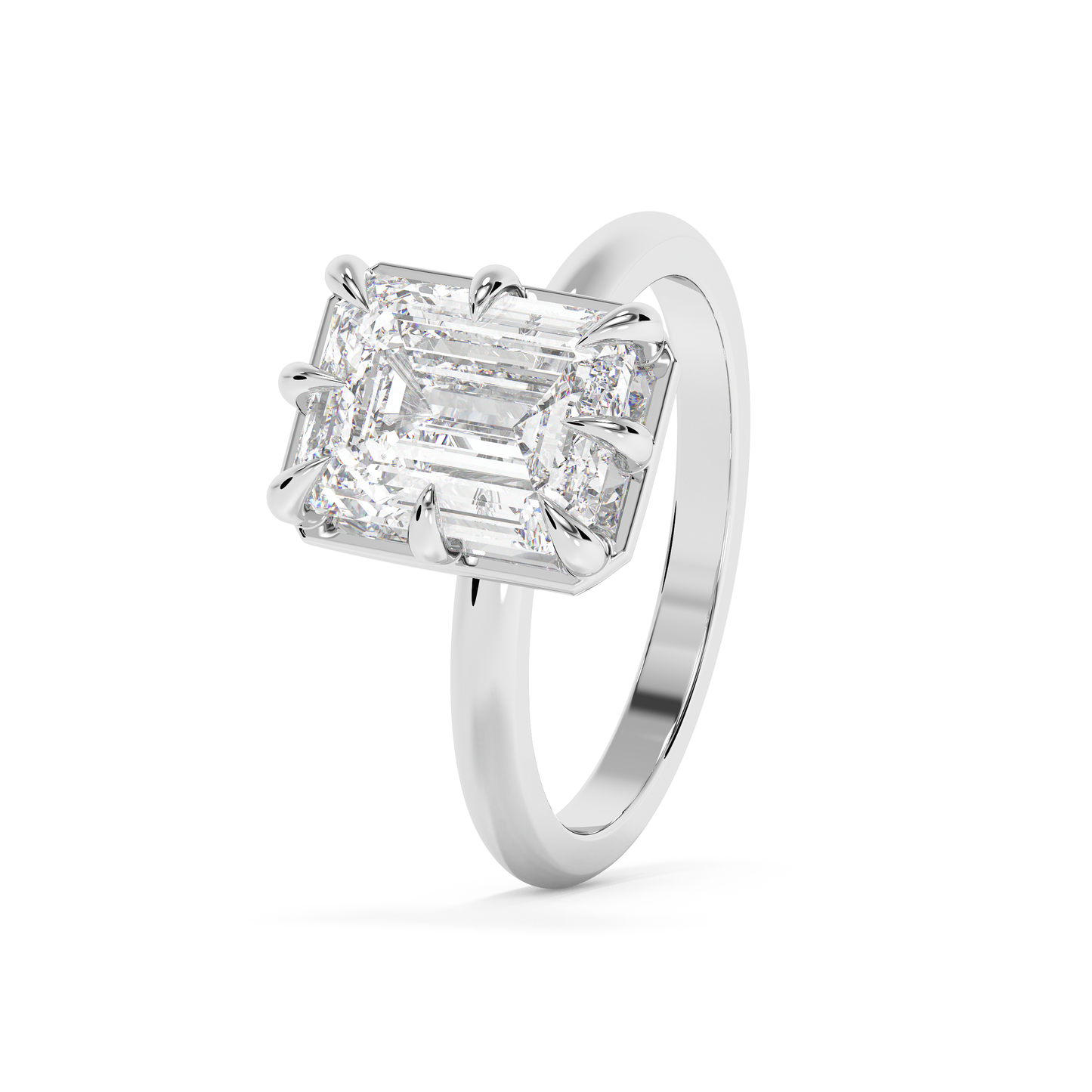 Emerald Solitaire Lab Grown Diamond Engagement Ring