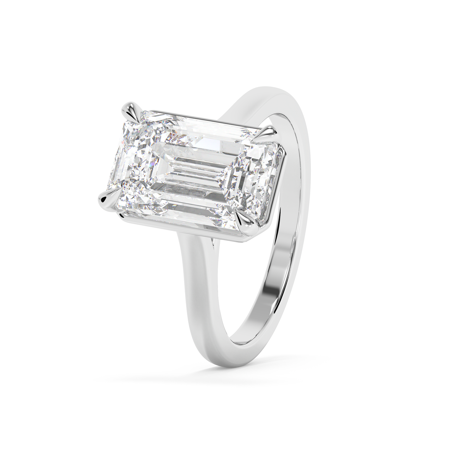 Emerald Solitaire Lab Grown Diamond Engagement Ring