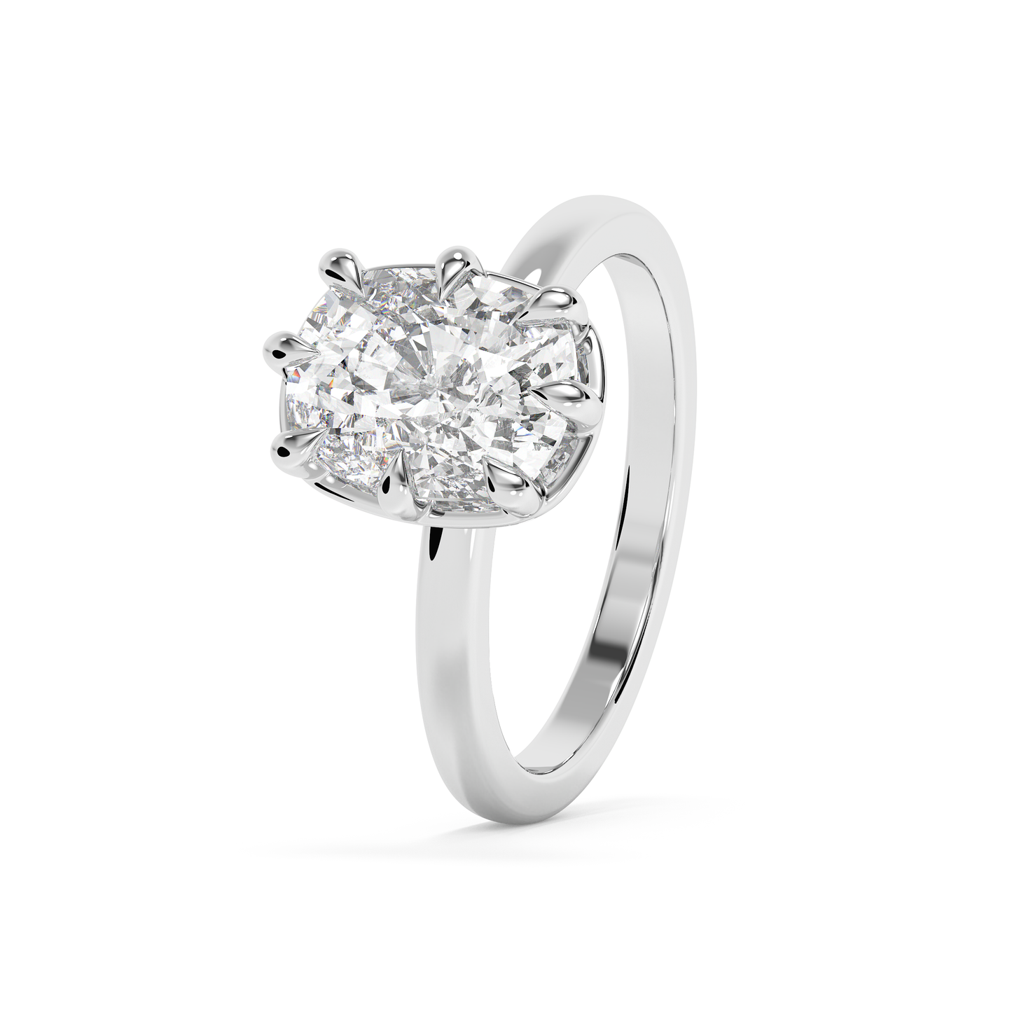 Emerald Solitaire Lab Grown Diamond Engagement Ring
