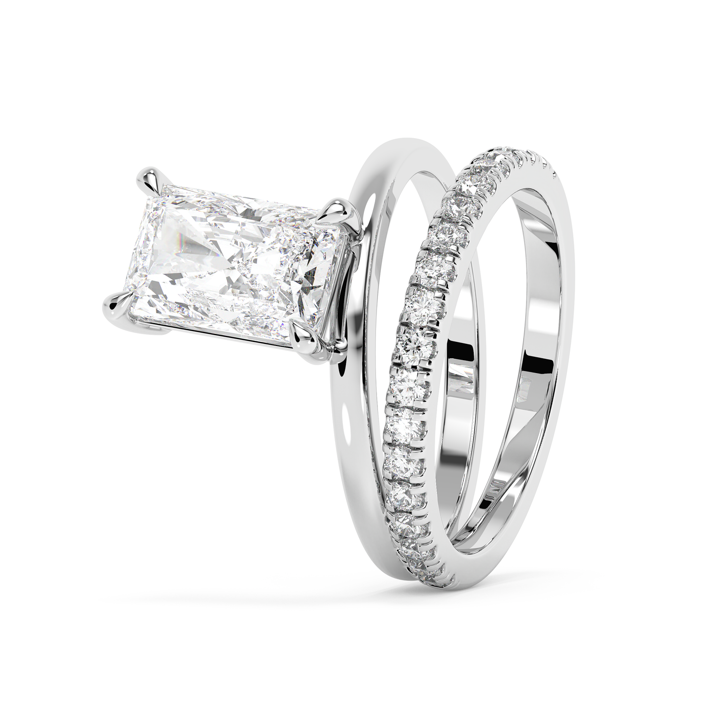 Emerald Solitaire Lab Grown Diamond Engagement Ring