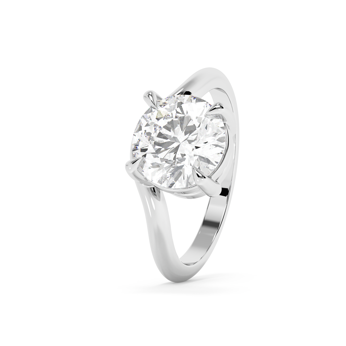 Emerald Solitaire Lab Grown Diamond Engagement Ring