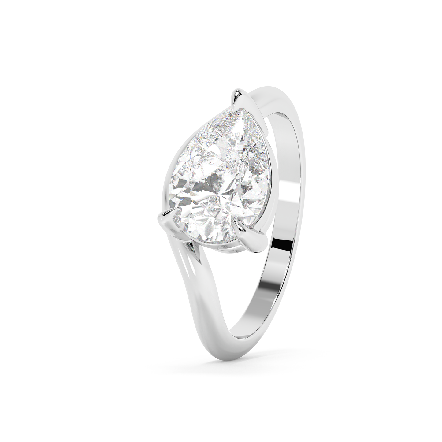 Emerald Solitaire Lab Grown Diamond Engagement Ring
