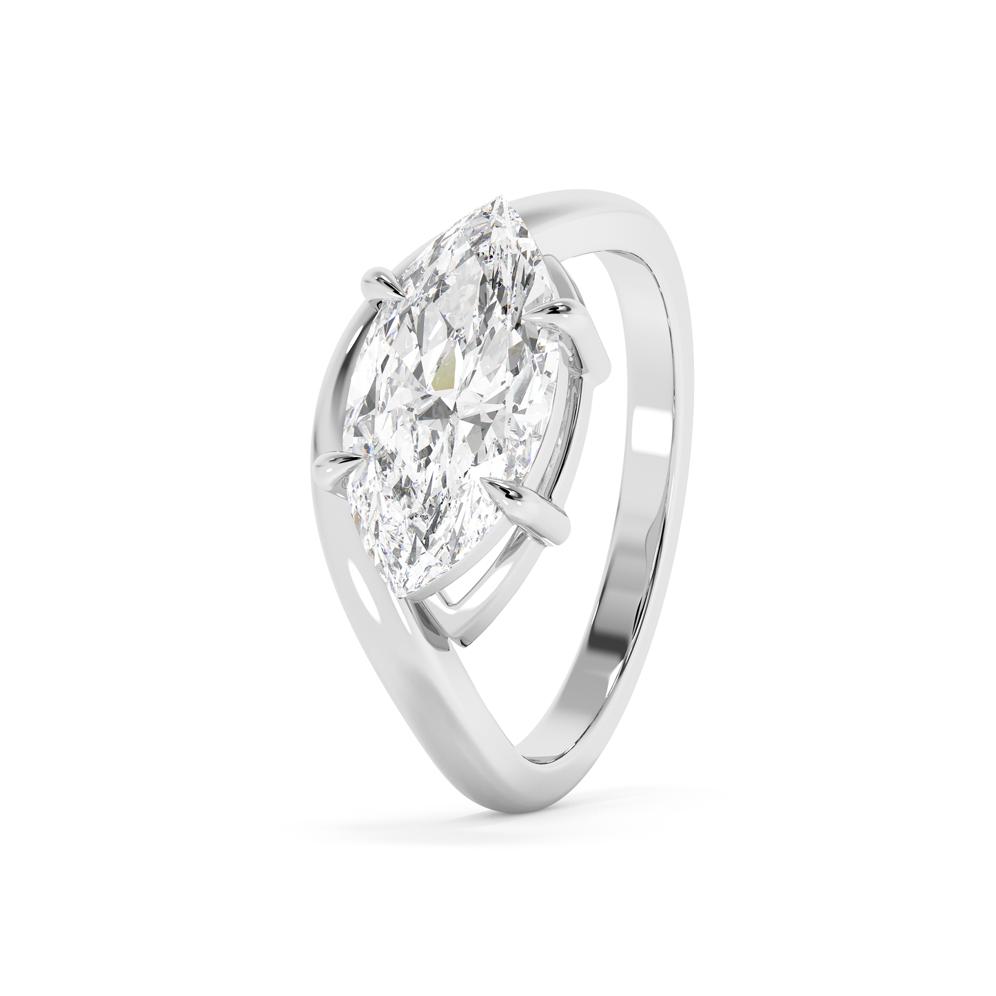 Emerald Solitaire Lab Grown Diamond Engagement Ring