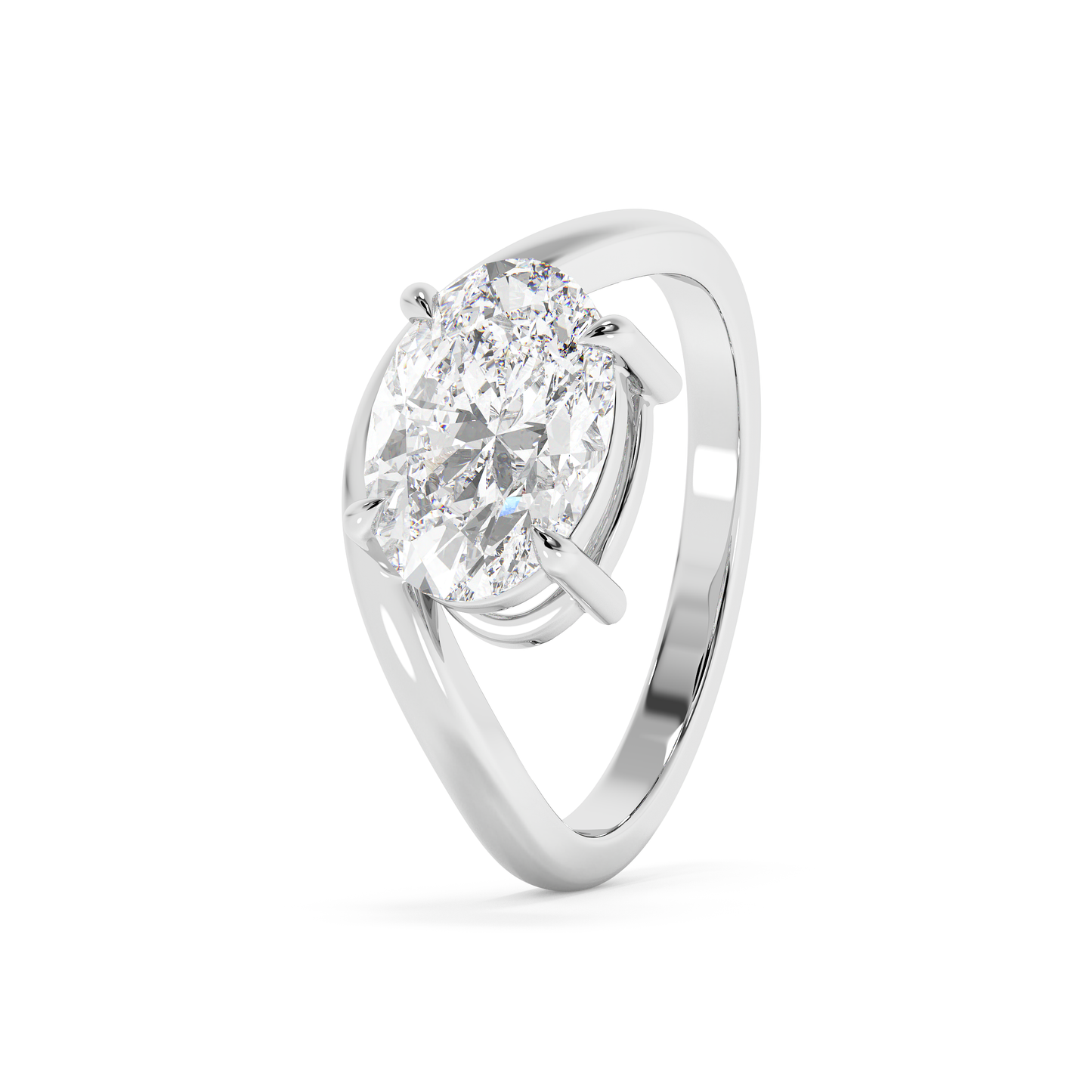 Emerald Solitaire Lab Grown Diamond Engagement Ring