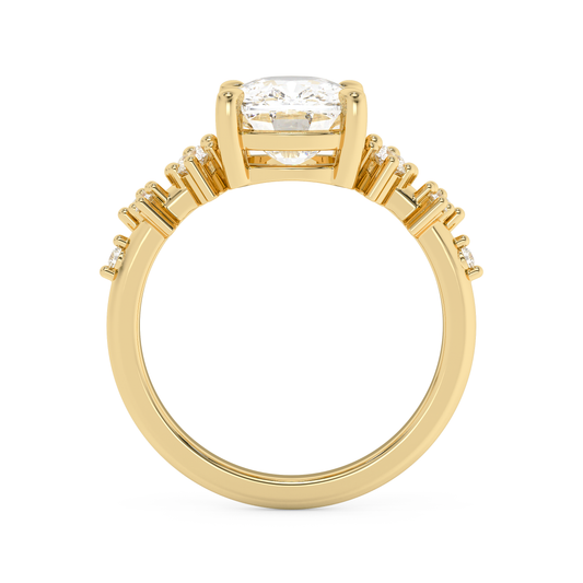 Emerald Solitaire Lab Grown Diamond Engagement Ring