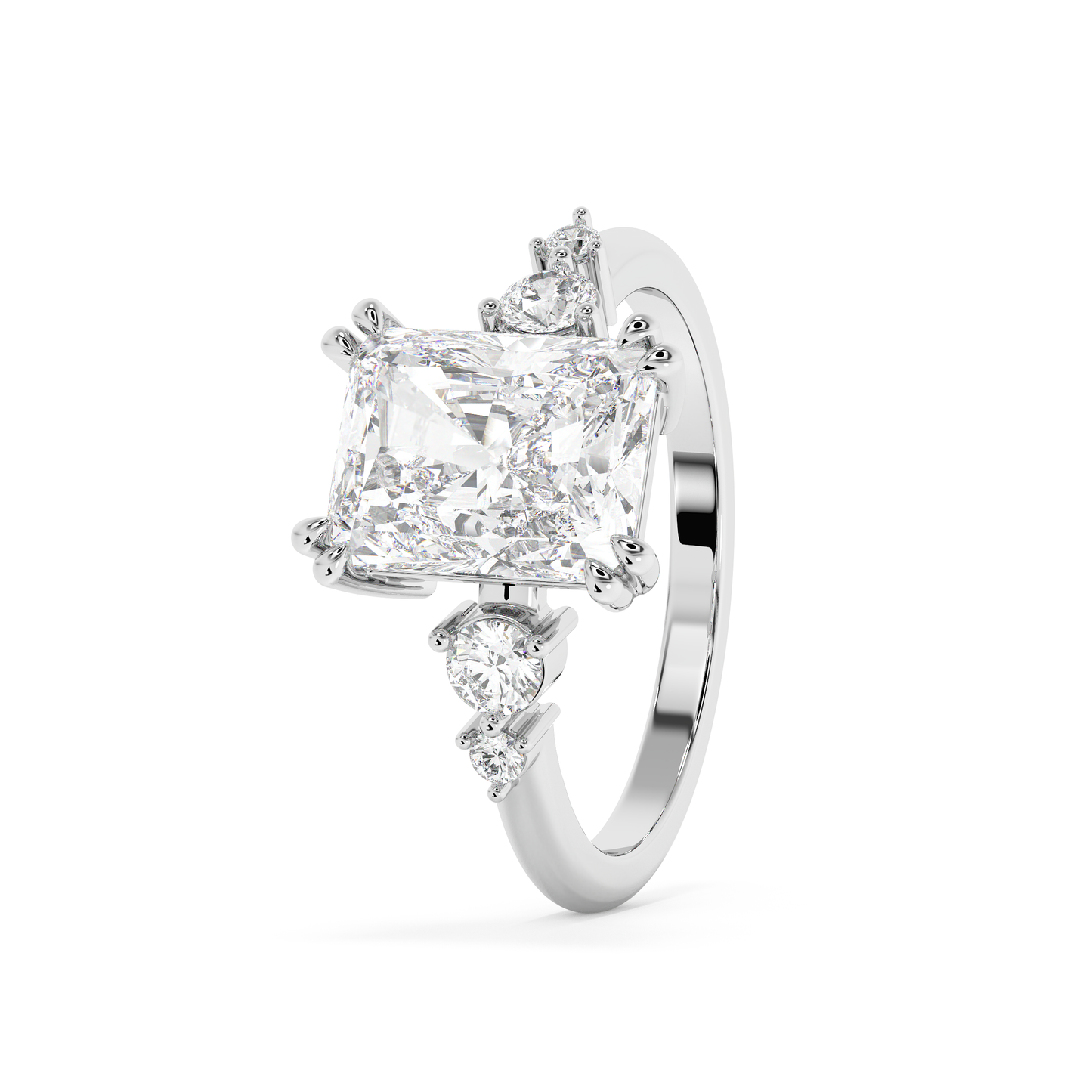 Emerald Solitaire Lab Grown Diamond Engagement Ring