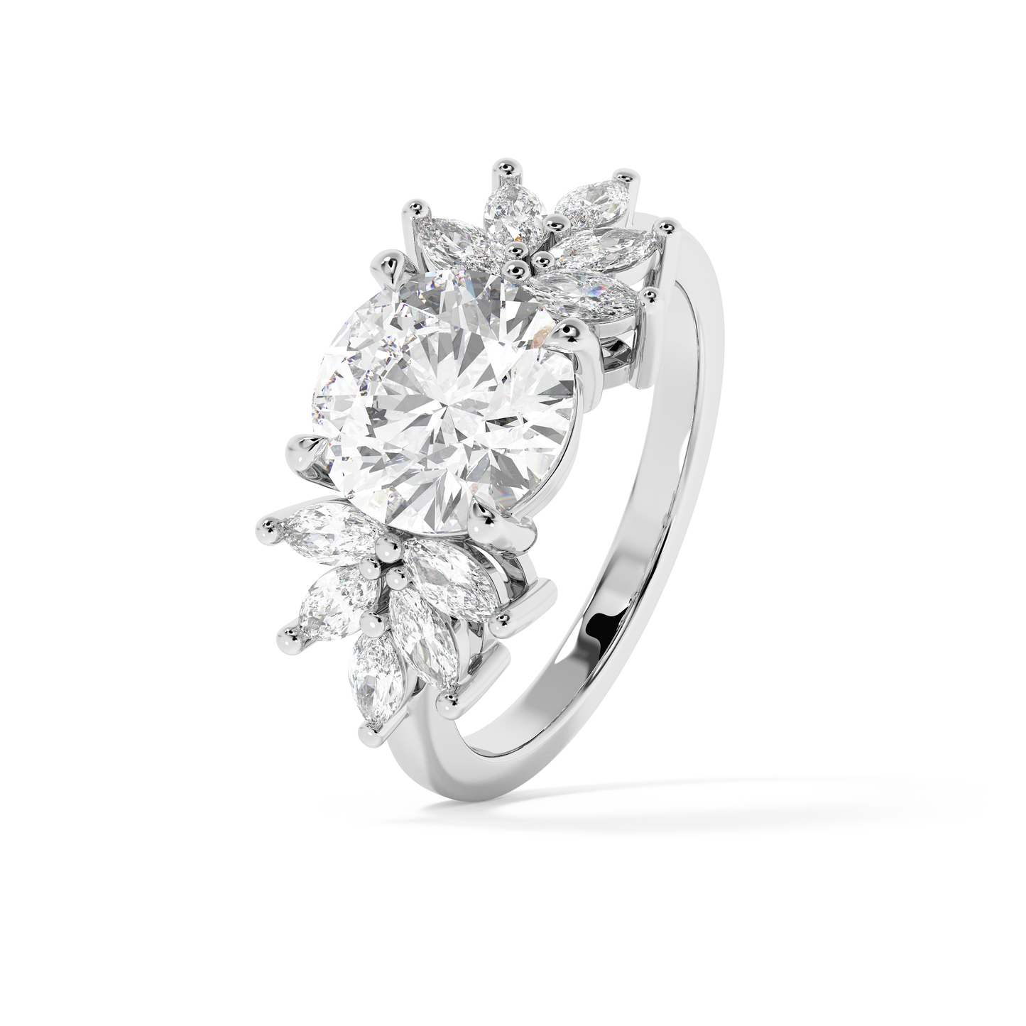 Emerald Solitaire Lab Grown Diamond Engagement Ring