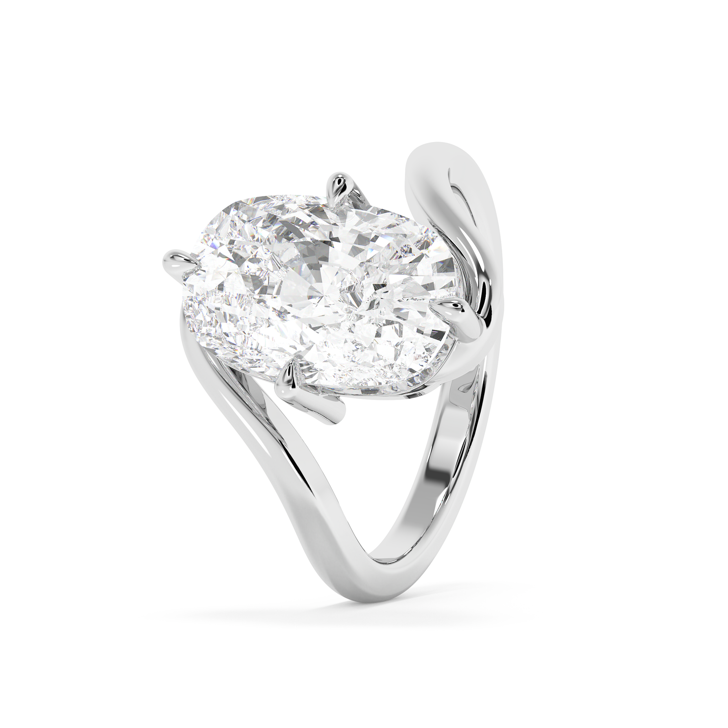 Emerald Solitaire Lab Grown Diamond Engagement Ring