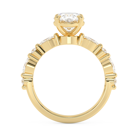 Emerald Solitaire Lab Grown Diamond Engagement Ring