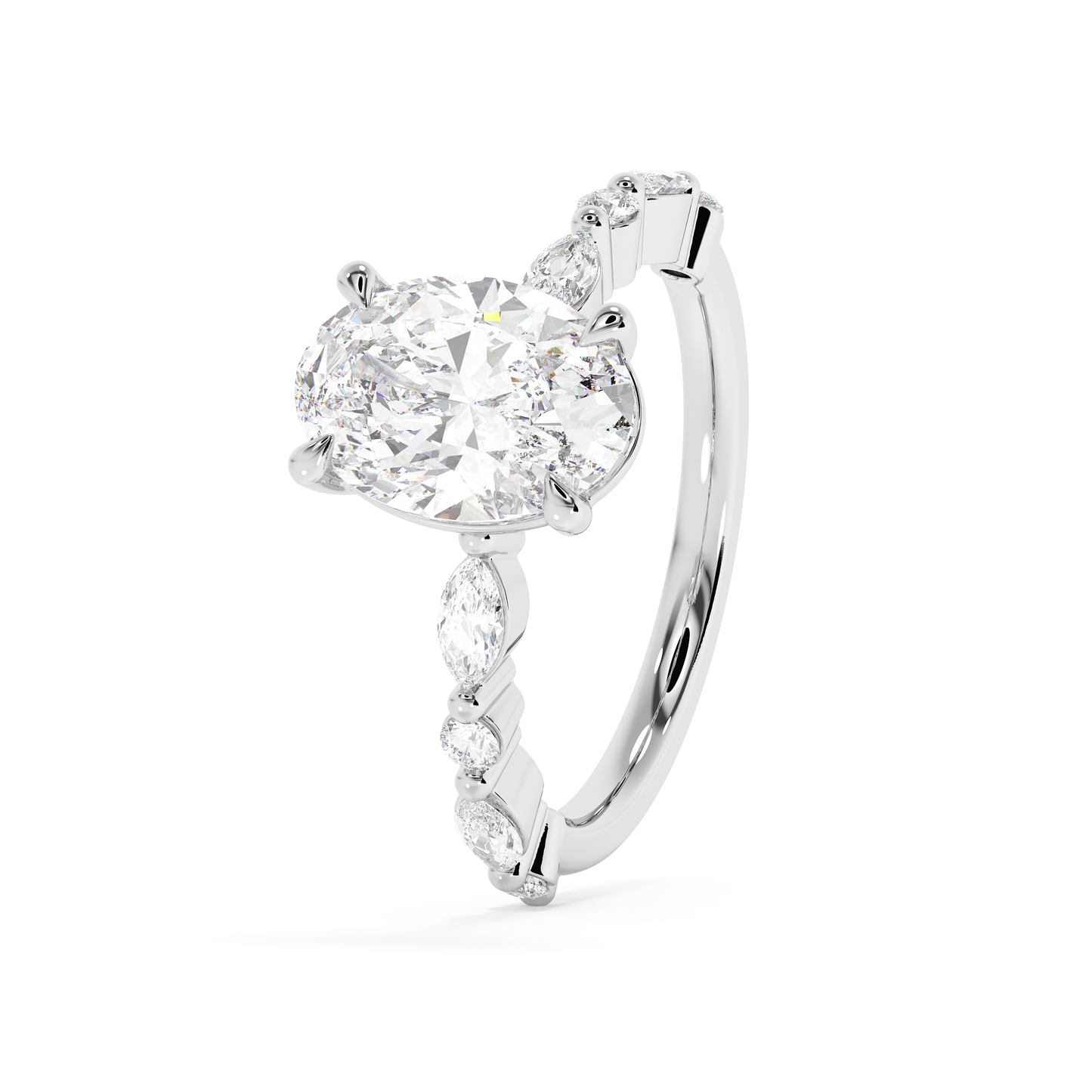Emerald Solitaire Lab Grown Diamond Engagement Ring