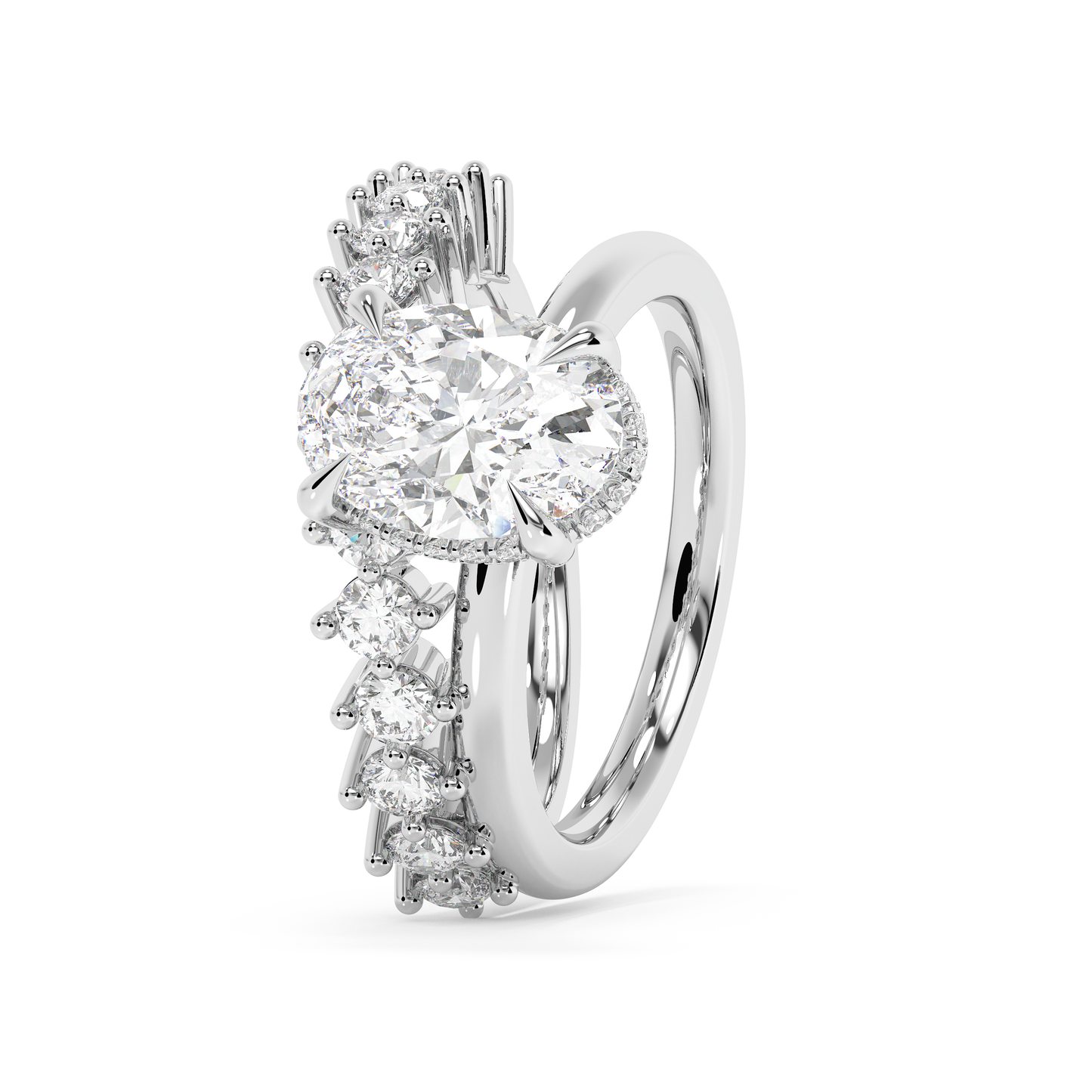 Emerald Solitaire Lab Grown Diamond Engagement Ring