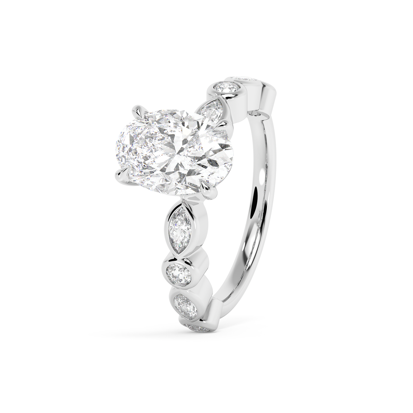 Emerald Solitaire Lab Grown Diamond Engagement Ring