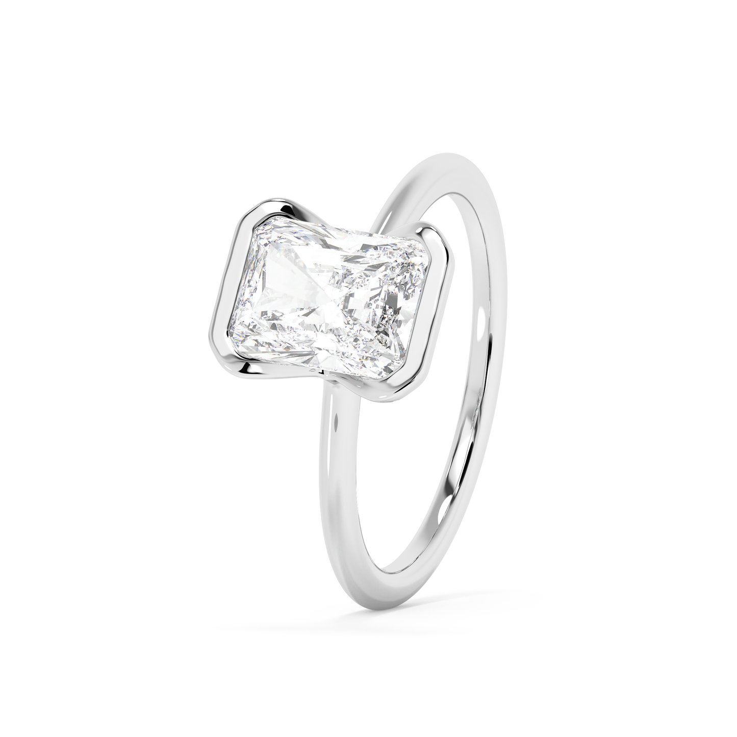 Emerald Solitaire Lab Grown Diamond Engagement Ring