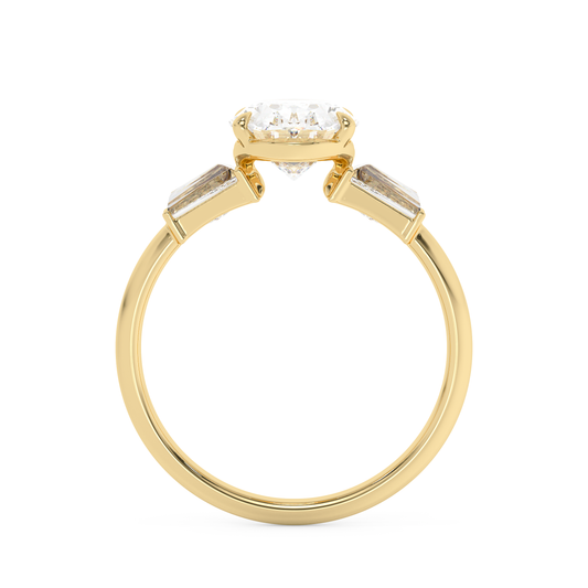 Emerald Solitaire Lab Grown Diamond Engagement Ring