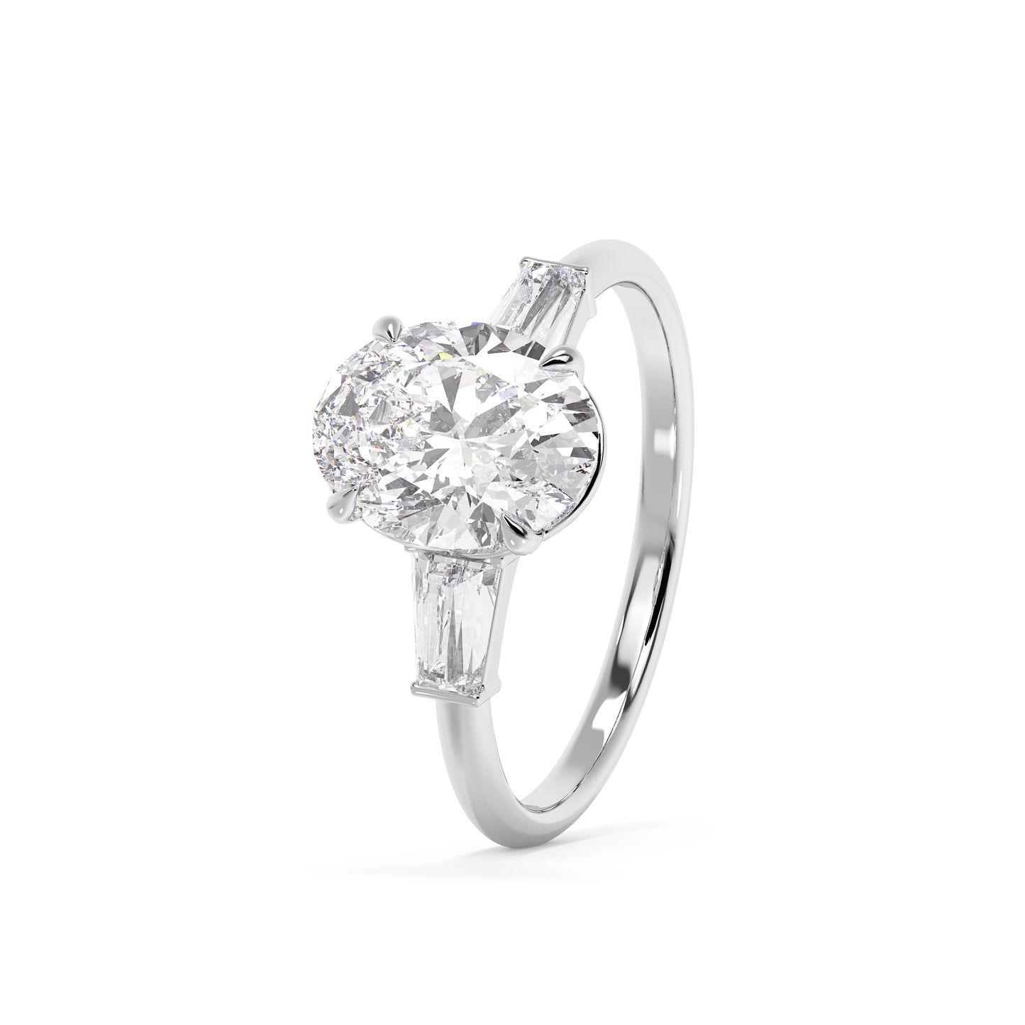 Emerald Solitaire Lab Grown Diamond Engagement Ring