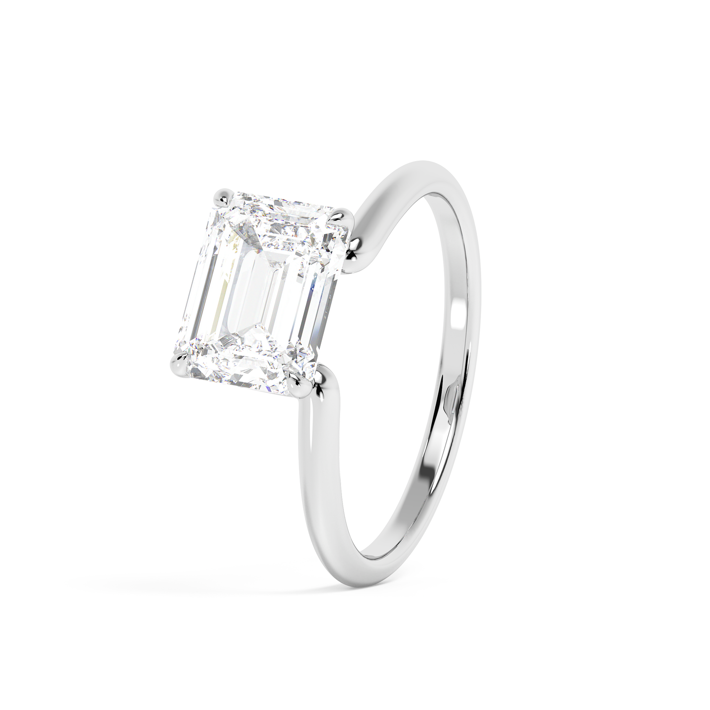 Emerald Solitaire Lab Grown Diamond Engagement Ring