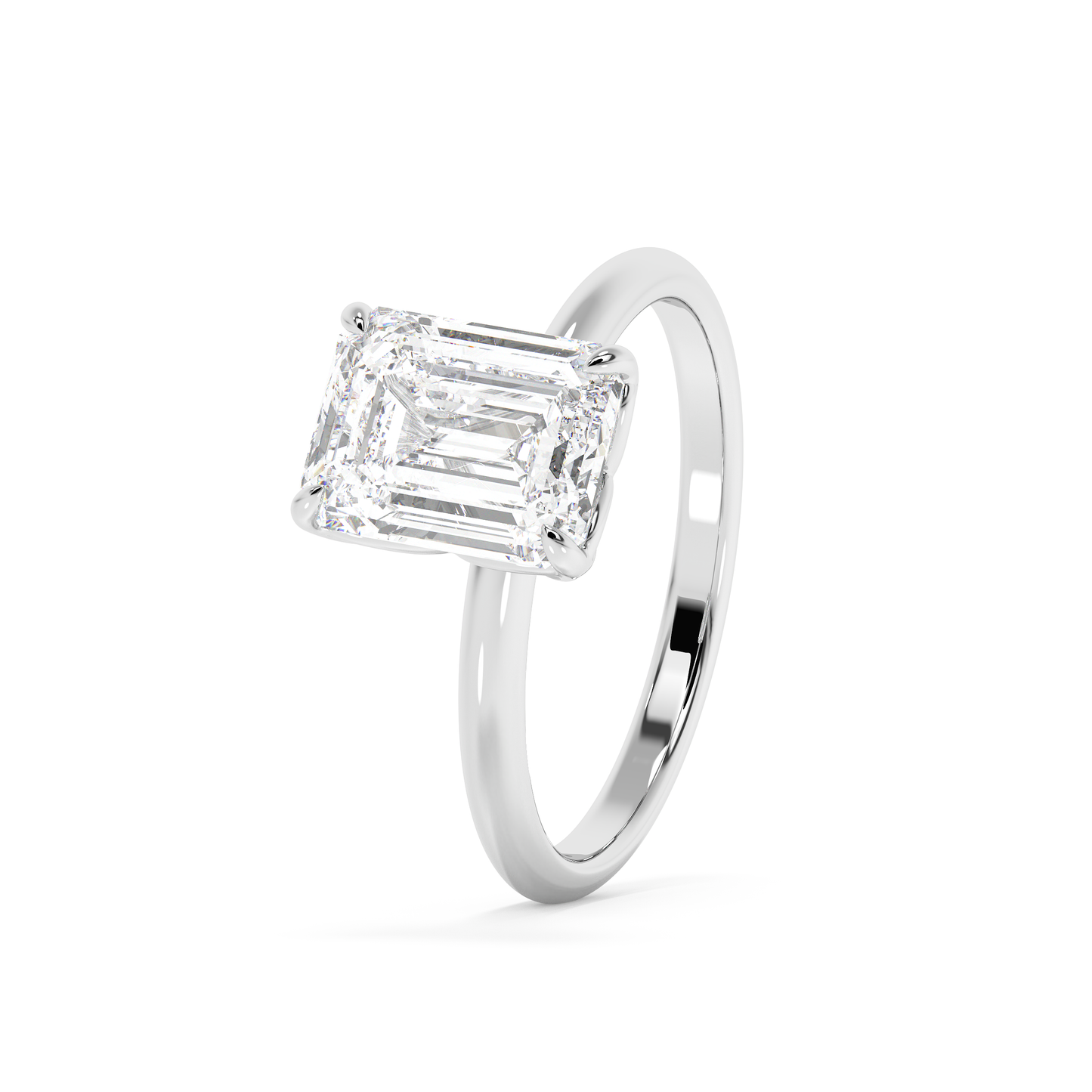 Emerald Solitaire Lab Grown Diamond Engagement Ring