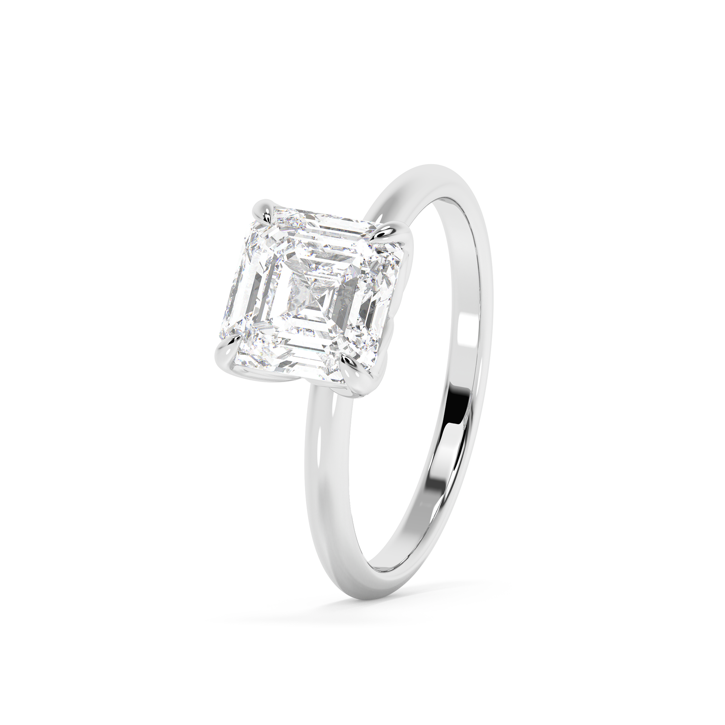 Emerald Solitaire Lab Grown Diamond Engagement Ring