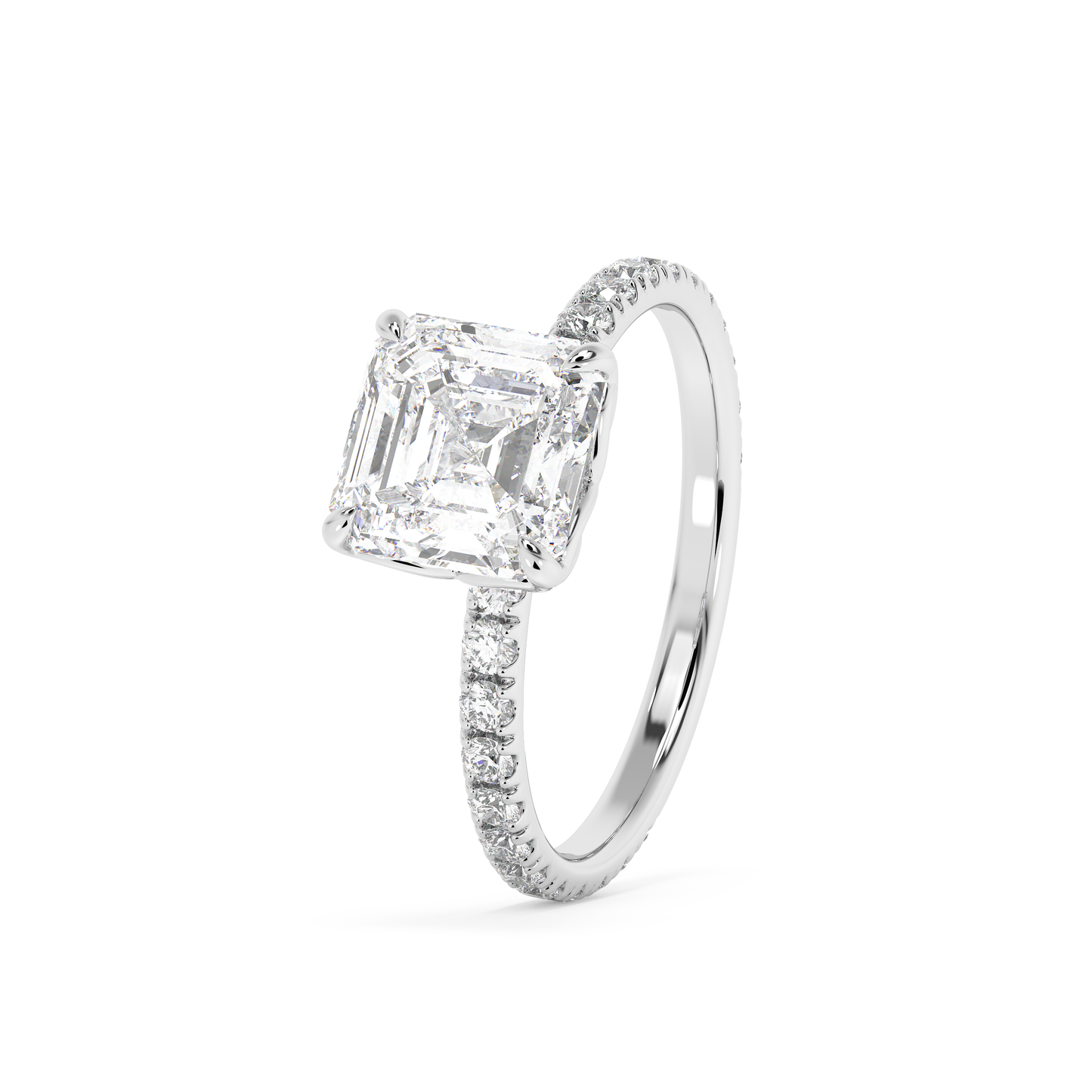 Emerald Solitaire Lab Grown Diamond Engagement Ring
