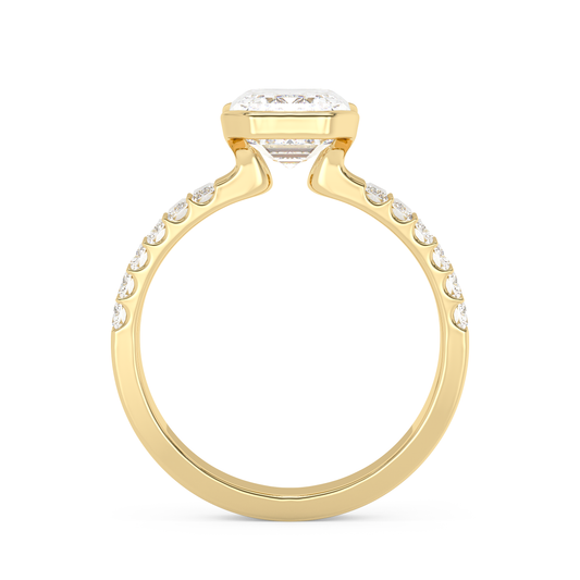 Emerald Solitaire Lab Grown Diamond Engagement Ring