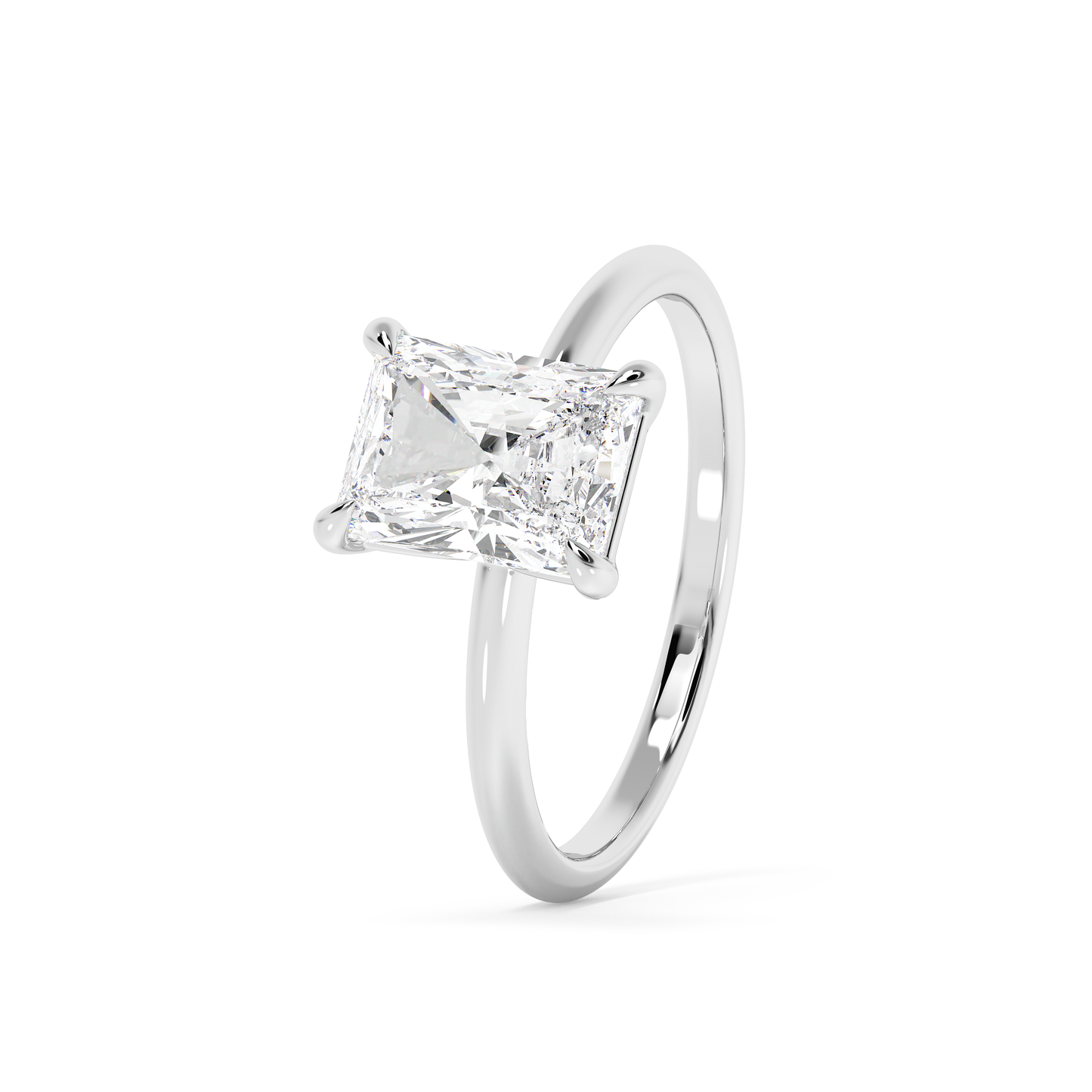 Emerald Solitaire Lab Grown Diamond Engagement Ring