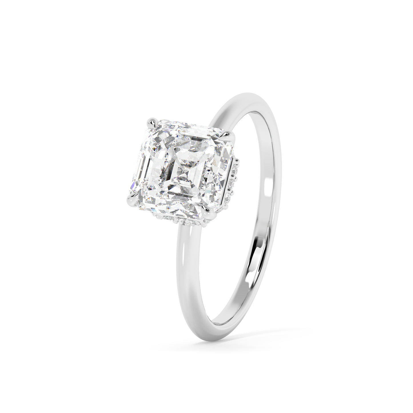 Emerald Solitaire Lab Grown Diamond Engagement Ring