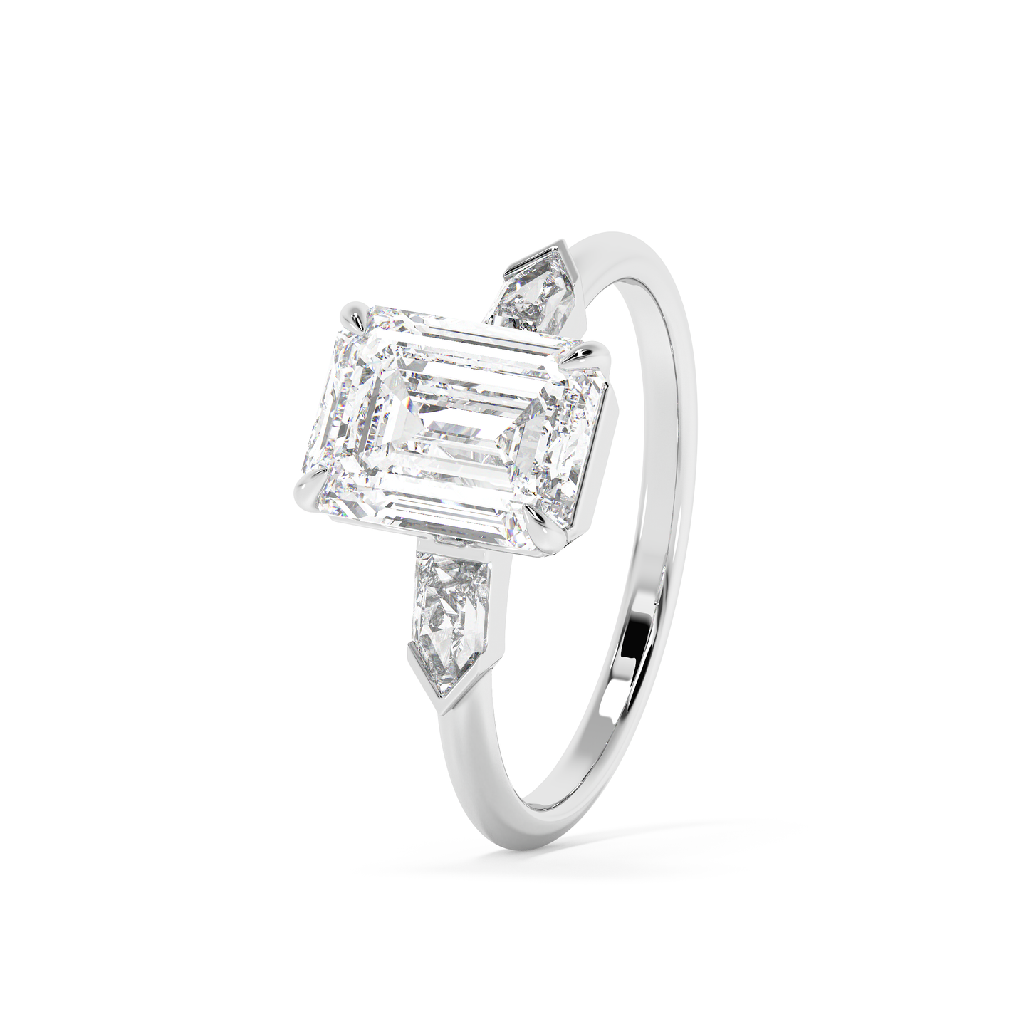 Emerald Solitaire Lab Grown Diamond Engagement Ring
