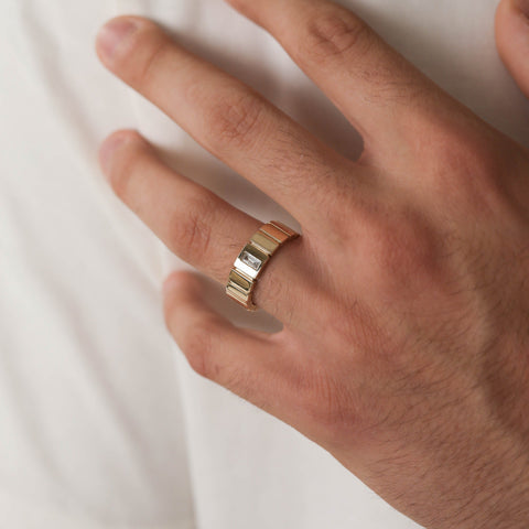 Polished Finish Stone Setting Men's Classic Wedding Band 7 Polished Finish Stone Setting Men's Classic Wedding Band 7
