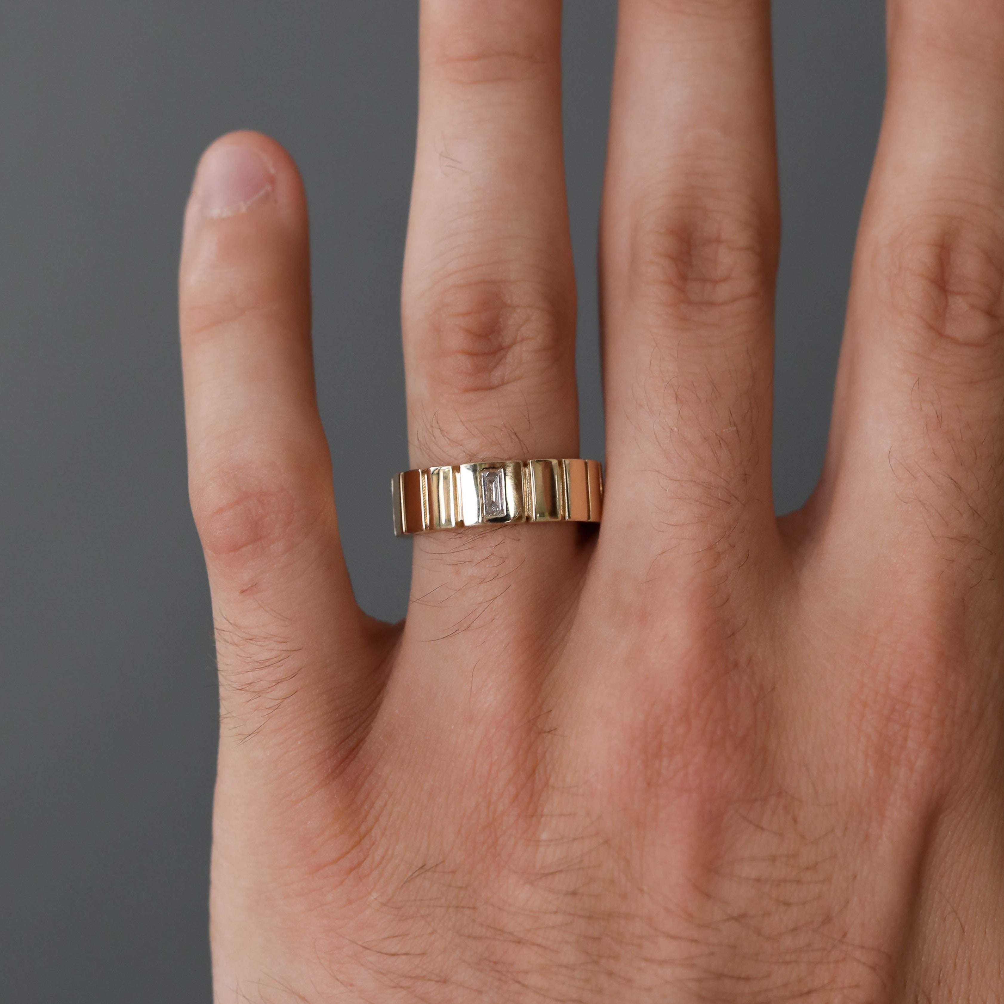 Polished Finish Stone Setting Men's Classic Wedding Band 1 Polished Finish Stone Setting Men's Classic Wedding Band 1