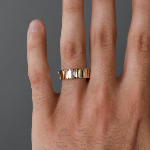 Polished Finish Stone Setting Men's Classic Wedding Band 1 Polished Finish Stone Setting Men's Classic Wedding Band 1