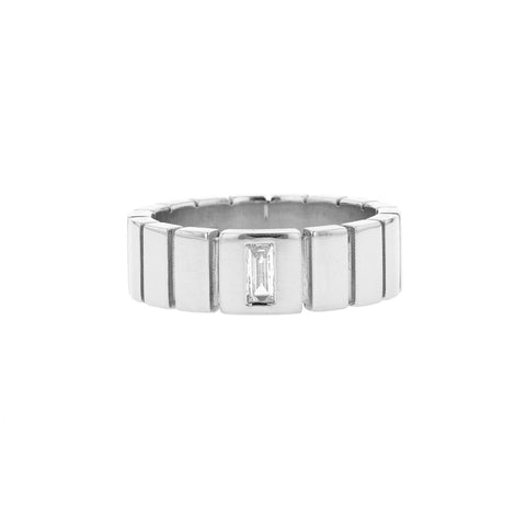 Polished Finish Stone Setting Men's Classic Wedding Band 8 Polished Finish Stone Setting Men's Classic Wedding Band 8