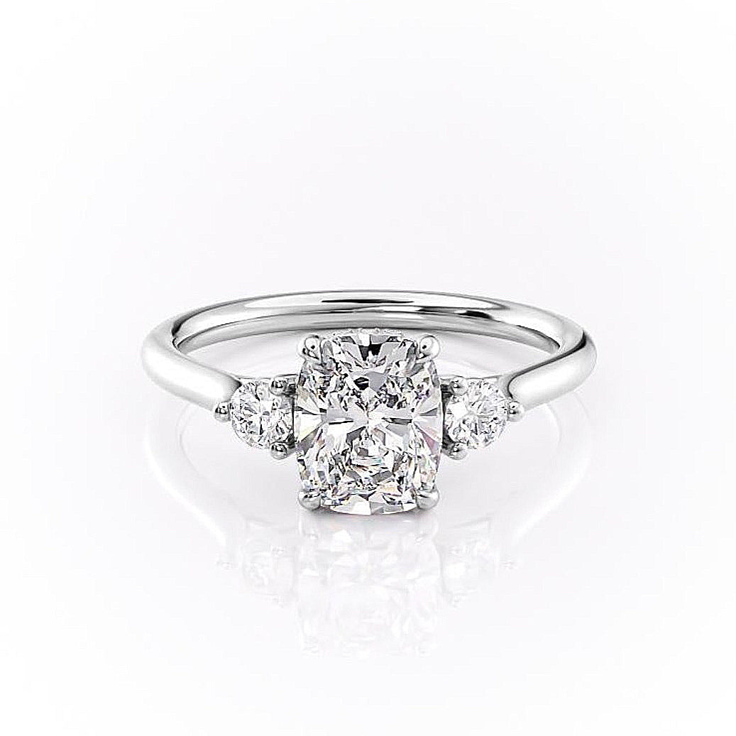 2.0 CT Elongated Cushion Cut Three Stone Moissanite Engagement Ring 9 2.0 CT Elongated Cushion Cut Three Stone Moissanite Engagement Ring 9