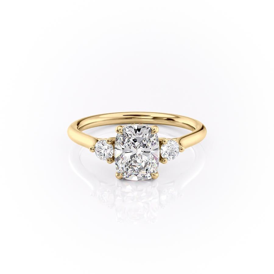 2.0 CT Elongated Cushion Cut Three Stone Moissanite Engagement Ring 10 2.0 CT Elongated Cushion Cut Three Stone Moissanite Engagement Ring 10