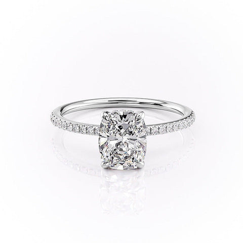 2.0 CT Elongated Cushion Cut Hidden Halo Pave Setting Moissanite Engagement Ring 9 2.0 CT Elongated Cushion Cut Hidden Halo Pave Setting Moissanite Engagement Ring 9