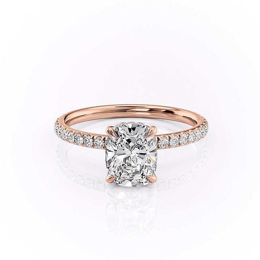 2.0 CT Cushion Cut Hidden Halo Pave Setting Moissanite Engagement Ring 11 2.0 CT Cushion Cut Hidden Halo Pave Setting Moissanite Engagement Ring 11