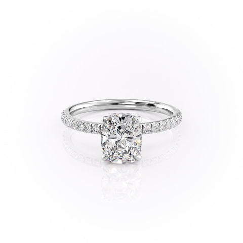 2.0 CT Cushion Cut Hidden Halo Pave Setting Moissanite Engagement Ring 9 2.0 CT Cushion Cut Hidden Halo Pave Setting Moissanite Engagement Ring 9