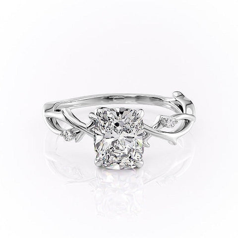 2.0 CT Elongated Cushion Cut Solitaire Twig Style Moissanite Engagement Ring 10 2.0 CT Elongated Cushion Cut Solitaire Twig Style Moissanite Engagement Ring 10