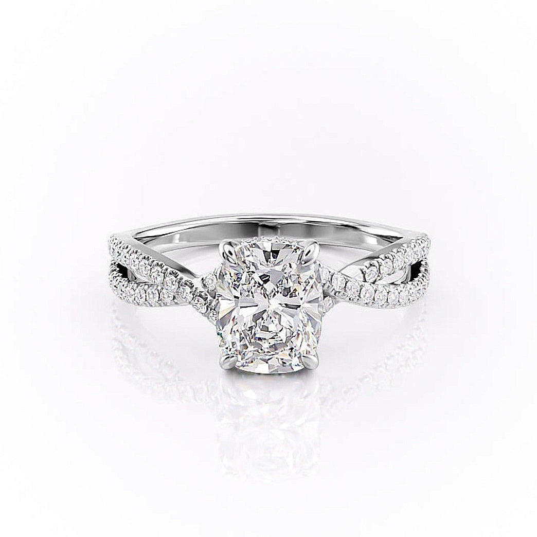 2.0 CT Elongated Cushion Cut Solitaire Split Shank Style Moissanite Engagement Ring 10 2.0 CT Elongated Cushion Cut Solitaire Split Shank Style Moissanite Engagement Ring 10