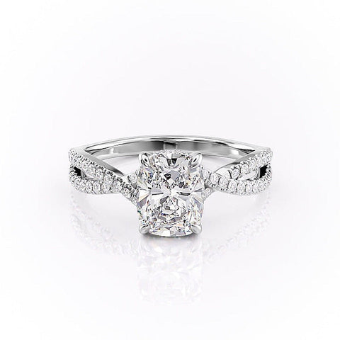 2.0 CT Elongated Cushion Cut Solitaire Split Shank Style Moissanite Engagement Ring 10 2.0 CT Elongated Cushion Cut Solitaire Split Shank Style Moissanite Engagement Ring 10