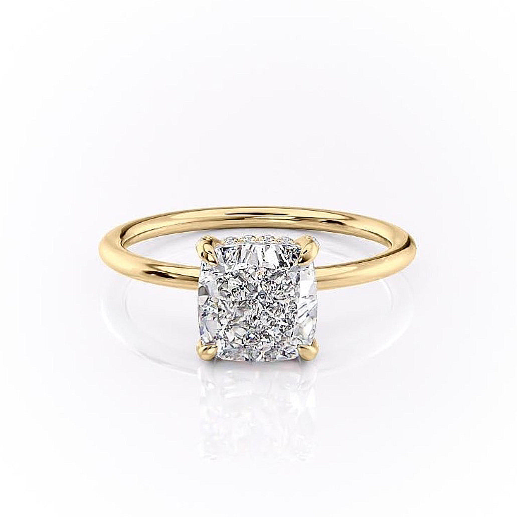 2.0 CT Elongated Cushion Cut Solitaire Hidden Halo Setting Moissanite Engagement Ring 11 2.0 CT Elongated Cushion Cut Solitaire Hidden Halo Setting Moissanite Engagement Ring 11