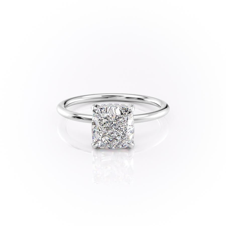 2.0 CT Elongated Cushion Cut Solitaire Hidden Halo Setting Moissanite Engagement Ring 10 2.0 CT Elongated Cushion Cut Solitaire Hidden Halo Setting Moissanite Engagement Ring 10