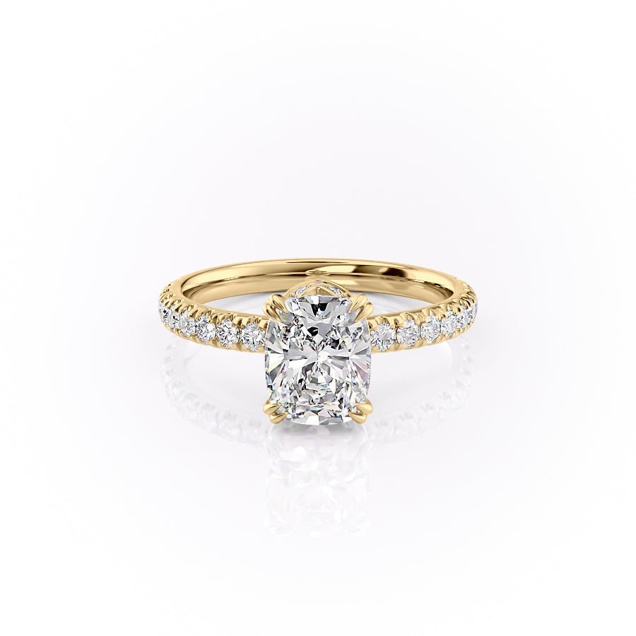 2.0 CT Elongated Cushion Cut Hidden Halo Pave Setting Moissanite Engagement Ring 10 2.0 CT Elongated Cushion Cut Hidden Halo Pave Setting Moissanite Engagement Ring 10