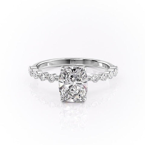 2.0 CT Elongated Cushion Cut Hidden Halo Pave Setting Moissanite Engagement Ring 10 2.0 CT Elongated Cushion Cut Hidden Halo Pave Setting Moissanite Engagement Ring 10